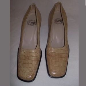 COLOMBO Sand/Camel Alligator Low Heels Pumps Size 37